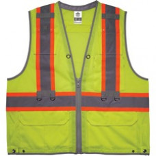 GloWear 8231TV Hi-Vis Tool Tethering Safety Vest - Type R Class 2 - Recommended for: Construction, Utility, Oil & Gas, Telecommunication, Power Generation - Chest Pocket, Retractable Pocket - Small/Medium Size - Lime - 1 Each