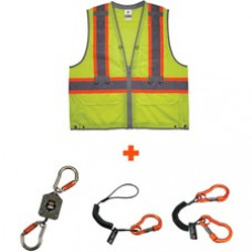 GloWear 8231TVK Hi-Vis Tool Tethering Safety Vest Kit - Class 2 - Recommended for: Accessories, Construction, Utility, Oil & Gas, Telecommunication, Power Generation - Chest Pocket, High Visibility, Reflective, Pen Slot, Front Pocket, Mic Tab - Small/Medi