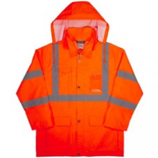 GloWear 8366 Lightweight Hi-Vis Rain Jacket - Type R, Class 3 - Recommended for: Construction, Utility, Emergency, Airline Crew, Railway Worker, Survey Crew - Machine Washable, Zipper Closure, Water Proof, Lightweight, Taped Seam, Badge Holder, Cell Phone