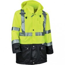 GloWear 8365BK Type R Class 3 Front Rain Jacket - Recommended for: Construction, Utility, Emergency, Airline Crew, Railway Worker, Survey Crew - Breathable, Mic Tab, Durable, Zipper Closure, High Quality Zipper, Water Proof, Rugged, Storm Flap, Snap Closu