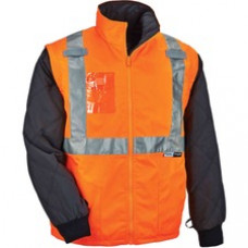 GloWear 8287 Type R Class 2 Hi-Vis Jacket w/ Removable Sleeves - Recommended for: Accessories, Gloves, Transportation - Machine Washable, Removable Sleeve, Wind Resistant, Water Resistant, Reflective, Zipper Closure, Durable, Pocket, Badge Holder, Snag Re