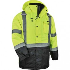 GloWear 8384 Type R Class 3 Hi-Vis Quilted Thermal Parka - Recommended for: Accessories, Construction, Baggage Handling - Machine Washable, Mic Tab, Cell Phone Pocket, Pen Slot, Mic Tab, Dirt Resistant, Wear Resistant, Inset Hood, Wind Resistant, Water Re