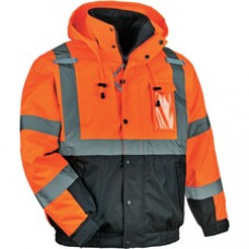 GloWear 8381 Hi-Vis 4-in-1 Bomber Jacket Type R Class 3 - Recommended for: Accessories, Baggage Handling, Transportation, Snowmobiling, Hiking - Machine Washable, Mic Tab, High Visibility, Zipper Closure, Weather Proof, Wind Proof, Water Resistant, Breath