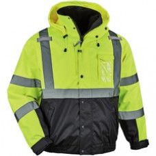 GloWear 8381 Hi-Vis 4-in-1 Bomber Jacket Type R Class 3 - Recommended for: Accessories, Baggage Handling, Transportation, Snowmobiling, Hiking - Machine Washable, Mic Tab, High Visibility, Zipper Closure, Weather Proof, Wind Proof, Water Resistant, Breath