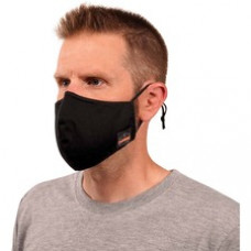 Skullerz 8800 Contoured Face Cover Mask 3-Pack - Breathable, Adjustable Nose Clip, Adjustable Ear Loop, Anti-odor, Antimicrobial, Machine Washable, Reusable, Quick Drying - Small/Medium Size - Cotton Twill, Polyester - Black - 120 / Pack