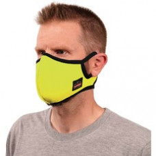 Skullerz 8802F(x) Contoured Face Mask with Filter - Breathable, Adjustable Nose Clip, Adjustable Ear Loop, Anti-odor, Antimicrobial, Machine Washable, Reusable, Quick Drying - Small/Medium Size - Cotton Twill, Polyester - Lime - 1 Each