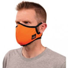 Skullerz 8802F(x) Contoured Face Mask with Filter - Breathable, Adjustable Nose Clip, Adjustable Ear Loop, Anti-odor, Antimicrobial, Machine Washable, Reusable, Quick Drying - Small/Medium Size - Cotton Twill, Polyester - Orange - 1 Each