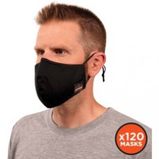 Skullerz 8800-Case Contoured Face Cover Mask - Breathable, Adjustable Nose Clip, Adjustable Ear Loop, Anti-odor, Antimicrobial, Machine Washable, Reusable, Quick Drying - Small/Medium Size - Black - 120 / Carton
