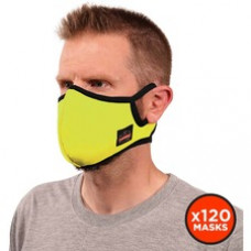 Skullerz 8802F(x)-Case Contoured Face Mask with Filter - Breathable, Adjustable Nose Clip, Adjustable Ear Loop, Anti-odor, Antimicrobial, Machine Washable, Reusable, Quick Drying - Small/Medium Size - Cotton Twill, Polyester - Lime - 120 / Carton