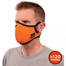 Skullerz 8802F(x)-Case Contoured Face Mask with Filter - Breathable, Adjustable Nose Clip, Adjustable Ear Loop, Anti-odor, Antimicrobial, Machine Washable, Reusable, Quick Drying - Small/Medium Size - Cotton Twill, Polyester - Orange - 120 / Carton