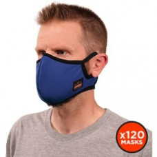 Skullerz 8802F(x)-Case Contoured Face Mask with Filter - Breathable, Adjustable Nose Clip, Adjustable Ear Loop, Anti-odor, Antimicrobial, Machine Washable, Reusable, Quick Drying - Small/Medium Size - Cotton Twill, Polyester - Blue - 120 / Carton