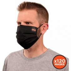 Skullerz 8801-Case Pleated Face Cover Mask - Breathable, Adjustable Nose Clip, Adjustable Ear Loop, Comfortable, Anti-odor, Antimicrobial, Machine Washable, Quick Drying - Cotton Twill, Polyester - Black - 120 / Carton