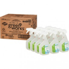 Green Works Glass & Surface Cleaner - Spray - 0.25 gal (32 fl oz) - Original Scent - 12 / Carton - Clear