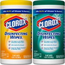 Clorox Disinfecting Wipes Value Pack, Bleach-Free Cleaning Wipes - Wipe - Crisp Lemon Scent - 75 / Canister - 240 / Bundle - White