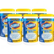 Clorox Disinfecting Wipes - Ready-To-Use Wipe - Lemon Scent - 75 / Canister - 6 / Carton - Yellow