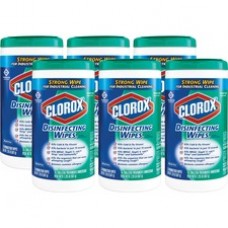Clorox Commercial Solutions Disinfecting Wipes - Ready-To-Use Wipe - Fresh Scent - 75 / Canister - 6 / Carton - Green