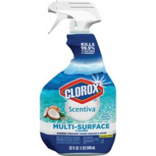 Clorox Scentiva Multi-Surface Cleaner - Bleach-free - Spray - 32 fl oz (1 quart) - Pacific Breeze & Coconut Scent - 6 / Carton - White