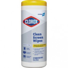 CloroxPro Clean Screen Wipes, Bleach-Free - For Display Screen - Bleach-free, Non-drip, Lint-free, Streak-free - 32 / Canister - 1 Each - White