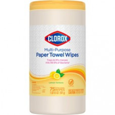 Clorox Multipurpose Paper Towel Wipes - Ready-To-Use Wipe - Lemon Verbena Scent - 75 - 1 Each - White