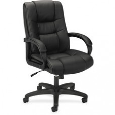 HON High-Back Executive Chair - Vinyl Black Seat - Black Frame - 5-star Base - Black - 20.75