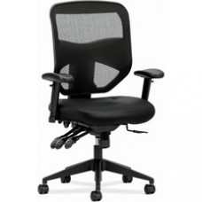 HON Prominent Chair - Black Bonded Leather Seat - Black Mesh Back - Black Frame - High Back - 5-star Base - Black