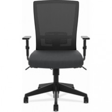 HON Mesh Chair - Fabric Seat - Black Mesh Back - Black Reinforced Resin Frame - High Back - 5-star Base - Black