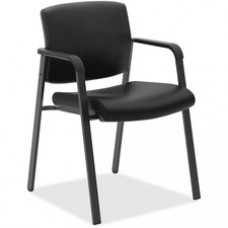 HON Validate Stacking Guest Chair - SofThread Leather Black Seat - SofThread Leather Black Back - Four-legged Base - 23.5