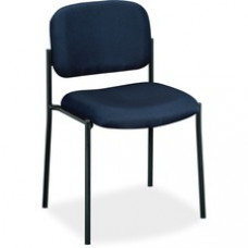 HON Scatter Stacking Guest Chair - Fabric Navy Blue Seat - Black Frame - Square Base - Navy - 19