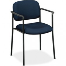 HON Scatter Stacking Guest Chair - Fabric Navy Blue Seat - Black Frame - Navy - 19