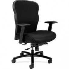 HON Wave Mesh Big and Tall Chair - Fabric Black Seat - 5-star Base - 21.63" Seat Width x 20" Seat Depth - 29.5" Width x 25.6" Depth x 41.5" Height Maximum Load Capacity 450 LB