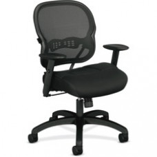 HON Wave Mesh Mid-Back Chair - Fabric Black Seat - Black Frame - 5-star Base - 19.75" Seat Width x 18.50" Seat Depth - 29.5" Width x 28.5" Depth x 41.8" Height