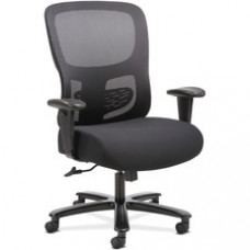 Sadie Sadie Big and Tall Task Chair - Black Fabric, Plush Seat - Black Mesh Back - 5-star Base - Black - 1 Each