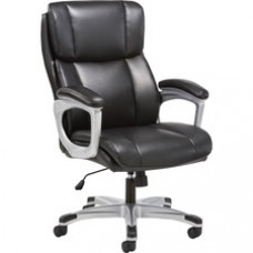 Sadie 3-Fifteen Executive Leather Chair - Black Plush, Bonded Leather Seat - Black Plush, Bonded Leather Back - High Back - 5-star Base - 1 Each