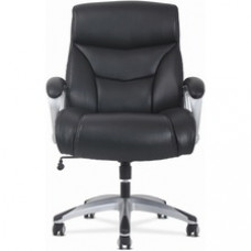 HON Sadie Chair - Bonded Leather Seat - Black Bonded Leather Back - Silver Frame - High Back - Black