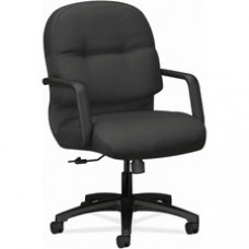 HON Pillow-Soft Chair - Iron Ore Seat - Iron Ore Fabric Back - Black Frame - Mid Back - 5-star Base - Black