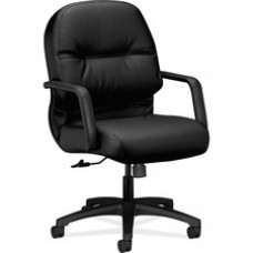 HON Pillow-Soft Executive Mid-Back Chair - Leather Black Seat - Black Frame - 5-star Base - 22
