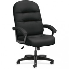 HON Pillow-Soft High-Back Chair - Fabric Black, Plush, Memory Foam Seat - Fiber Black, Fabric Back - 26.3