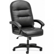 HON Pillow-Soft Chair - Bonded Leather Seat - Black Bonded Leather Back - Black Frame - High Back - 5-star Base - Black - Armrest