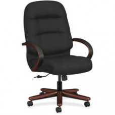 HON Pillow-Soft Executive Chair - Black Seat - Black Back - Wood Frame - High Back - 5-star Base - 1 Each
