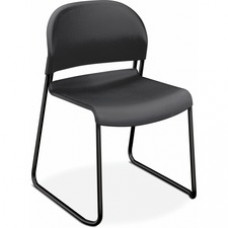 HON GuestStacker Chair - Polymer Seat - Lava Plastic Back - Black Steel Frame - Lava - Plastic - 4 / Carton
