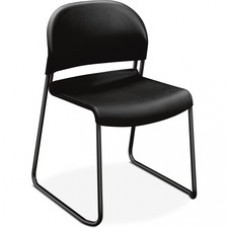 HON GuestStacker Stacking Chair, 4-Pack - Plastic Onyx Seat - Black Frame - Black - 18