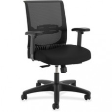 HON Convergence Task Chair - Black Fabric Seat - Black Mesh Back - Black Frame - 5-star Base - Black