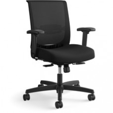 HON Convergence Synchro Tilt Task Chair - Black Fabric Seat - Black Back - Low Back - 5-star Base - Armrest - 1 Each