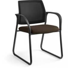 HON Ignition Chair - Espresso Fabric Seat - Black Mesh Back - Black Steel Frame - Sled Base - Espresso - Armrest