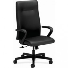 HON Ignition Chair - Black Leather Seat - Black Leather Back - Black Frame - High Back - Black - Armrest