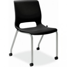 HON Motivate Chair - Plastic Seat - Black Plastic Back - Platinum Metallic Reinforced Resin Frame - Onyx - Plastic