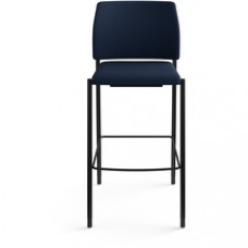 HON Accommodate Sitting Stool - Navy Fabric Back - Textured Black Steel Frame - Navy - Polyester Fabric