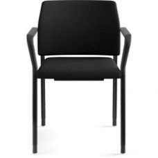 HON Accommodate Chair - Black Fabric Back - Textured Black Steel Frame - Black - Polyester Fabric - Armrest