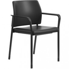 HON Accommodate Chair - Vinyl Seat - Black Vinyl Back - Textured Black Steel Frame - Black - Armrest