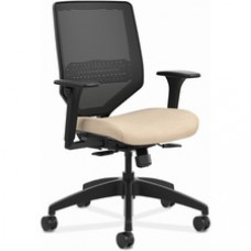 HON Solve Chair - Fabric Seat - Black Mesh Back - Black Frame - Mid Back - Putty